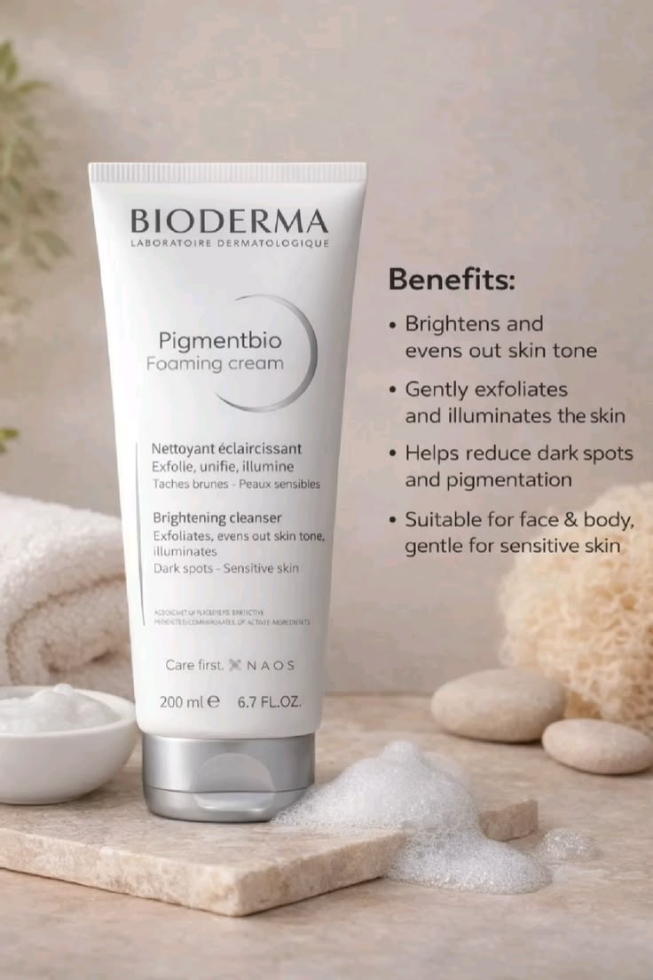 Bioderma Pigmentbio Foaming Cream – Brightening Cleanser for Dark Spots & Uneven Skin Tone (200ml)