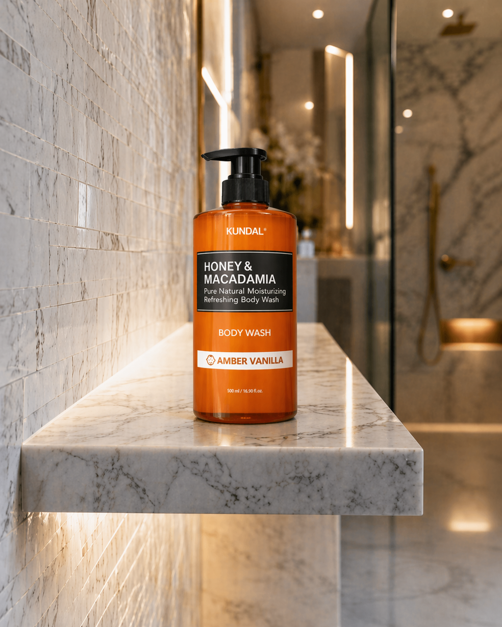 KUNDAL Honey & Macadamia Moisturizing Body Wash Amber Vanilla 500ml